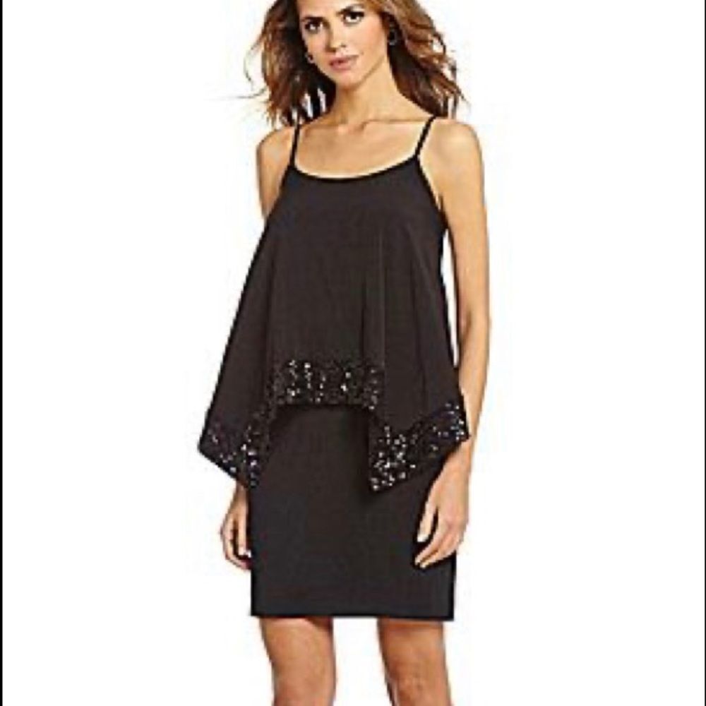 Gianni Bini black Wellborn sleeveless tiered dress